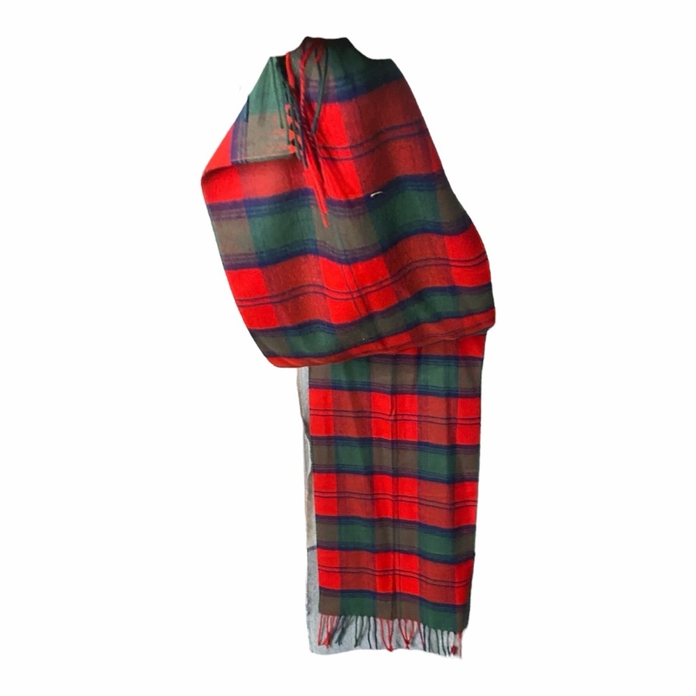 Dior Red and Green Plaid Knit Scarf - Picture 3 of 4